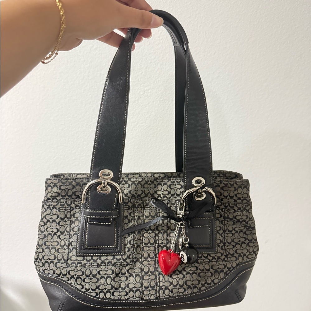 Coach Black and Gray Signature Tote